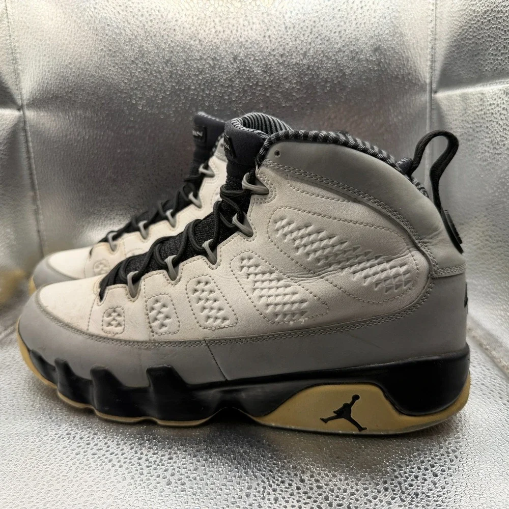 Size 10.5 Air Jordan 9 Retro Barons White Black Mid Top Mens Sneakers 302370-106